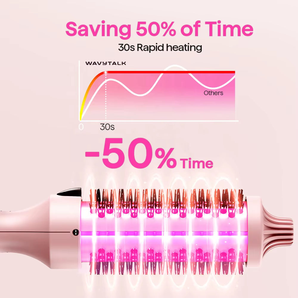 Wavytalk WA 206 Ceramic Ionic Thermal Brush with LED Temperature Display Electric Blowout Boost PTC Heater