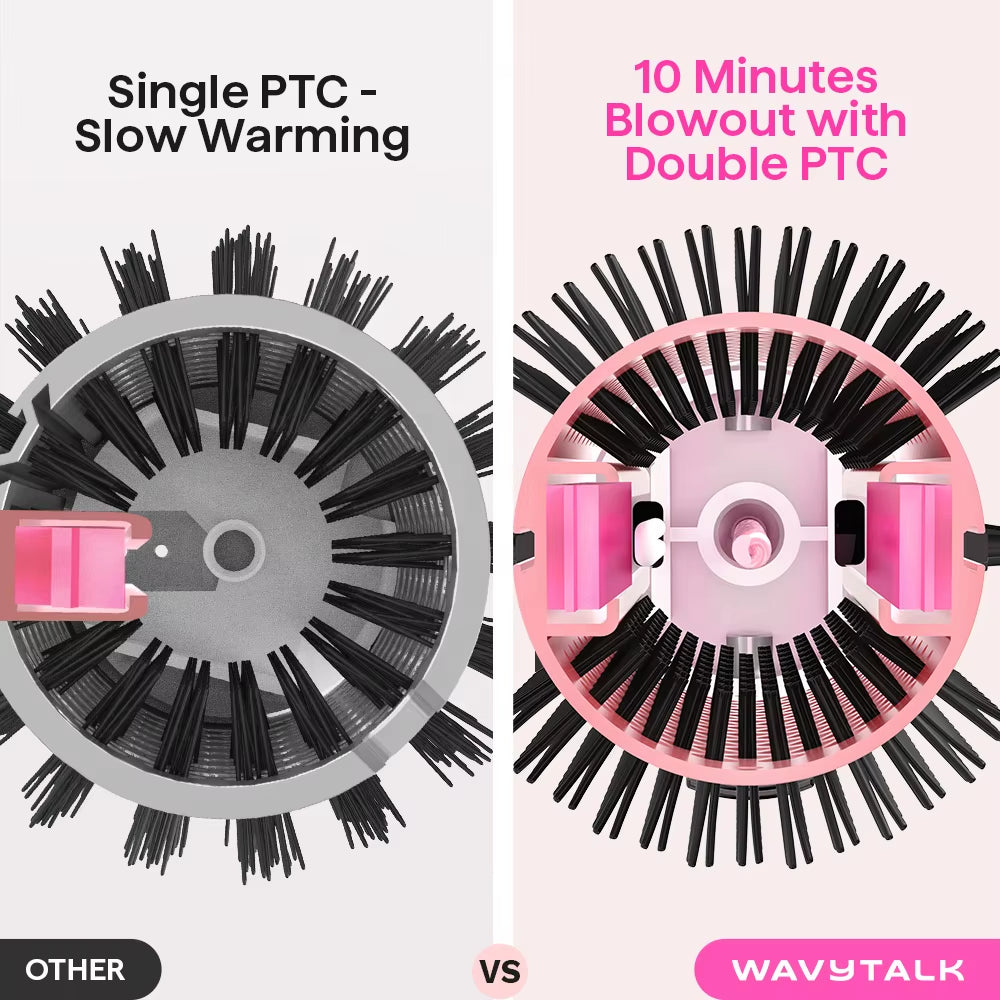 Wavytalk WA 206 Ceramic Ionic Thermal Brush with LED Temperature Display Electric Blowout Boost PTC Heater
