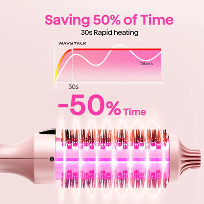Wavytalk WA 206 Ceramic Ionic Thermal Brush with LED Temperature Display Electric Blowout Boost PTC Heater